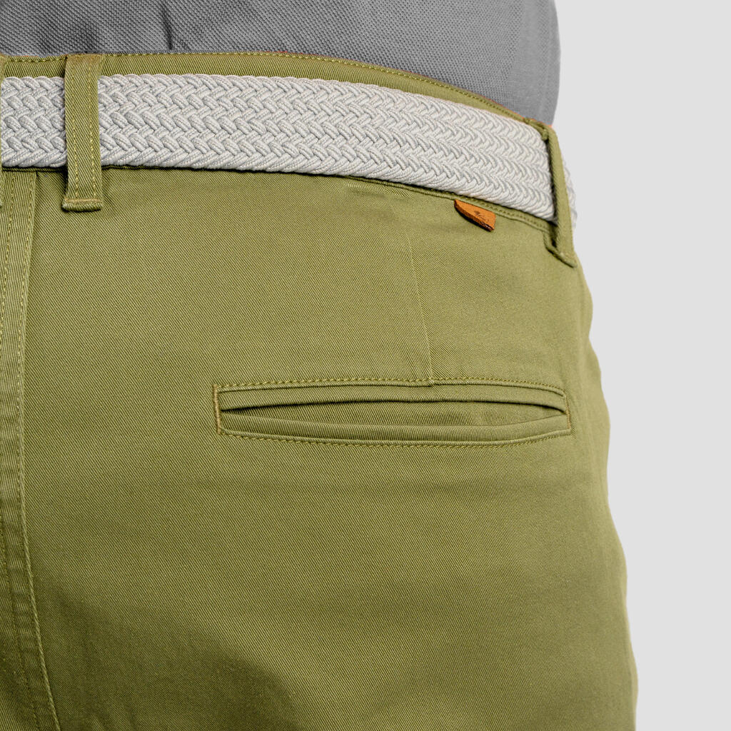 Men's golf cotton chino shorts - MW500 khaki