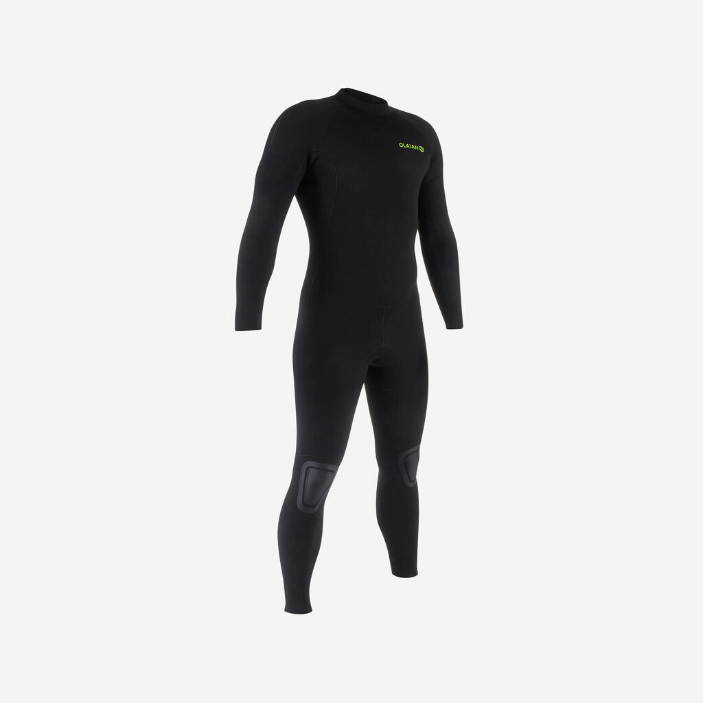 Vīriešu neoprēna sērfošanas hidrotērps “100”, 4/3 mm, melns