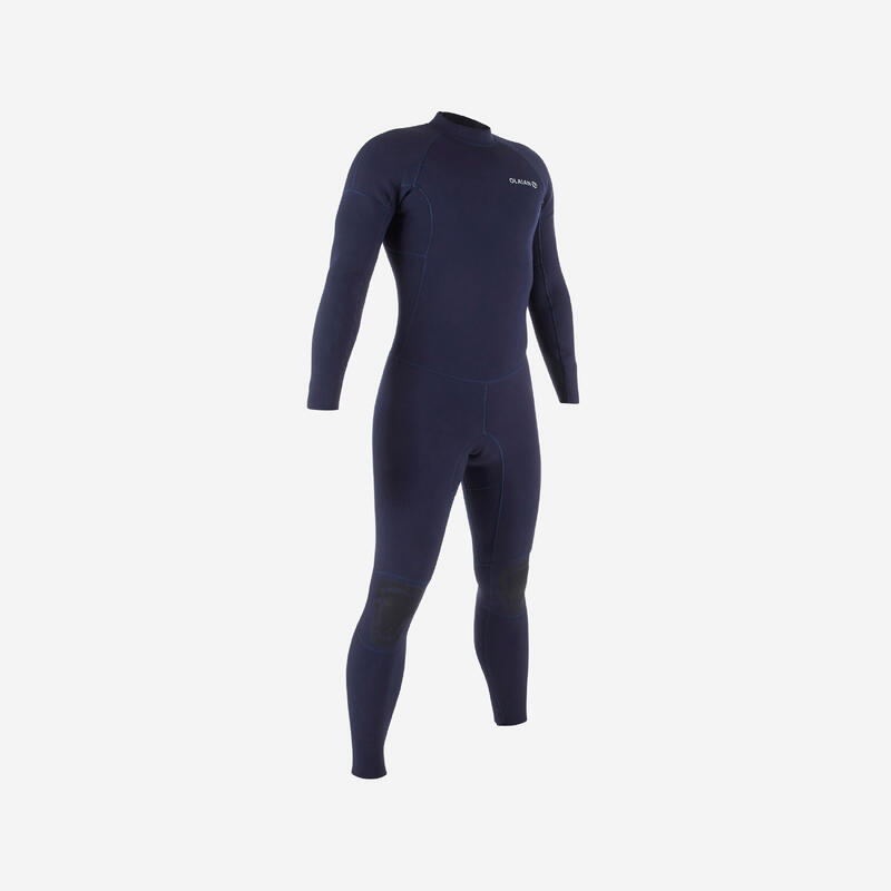 男款衝浪2/2 mm氯丁橡膠（neoprene）防寒衣100－藍色