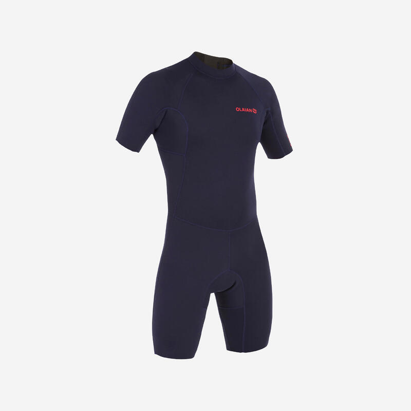 Combinaison Surf Shorty 100 Néoprène 1,5mm homme bleu marine