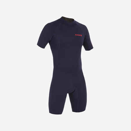 Traje de surf de neopreno corto de 1.5 mm azul marino para hombre 100