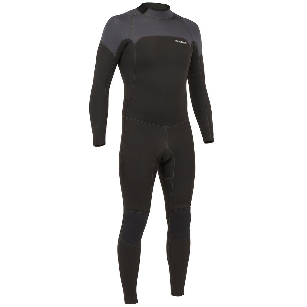 Men's Wetsuit 4/3 mm Neoprene SURF 500 Black and Grey