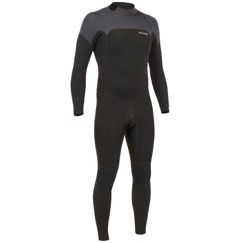 Traje de neopreno de 4/3 mm de surf para hombre Olaian Surf 500 negro