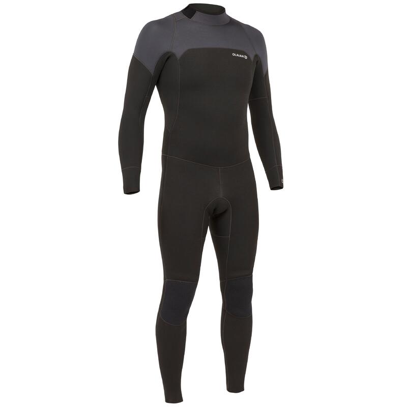 Herenwetsuit 500 neopreen 4/3 mm zwart/grijs