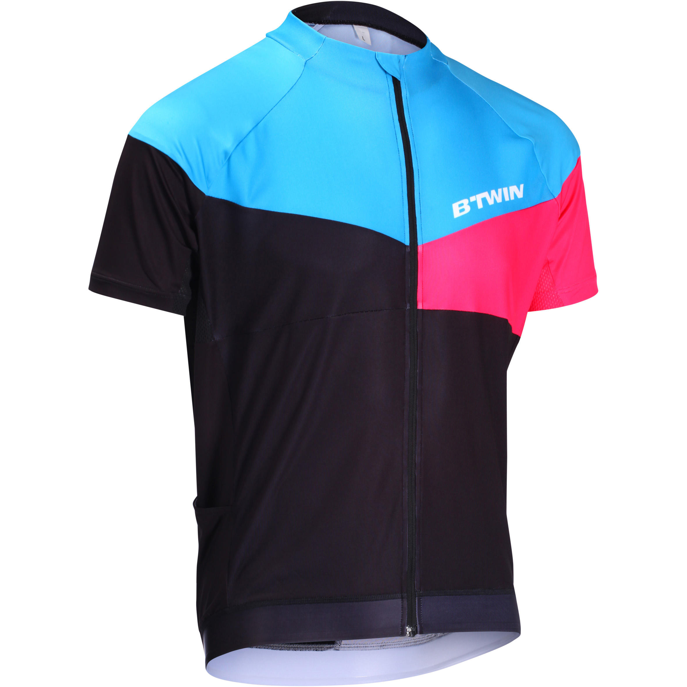 BTWIN 700 Short Sleeve Cycling Jersey - Black/Blue/Pink