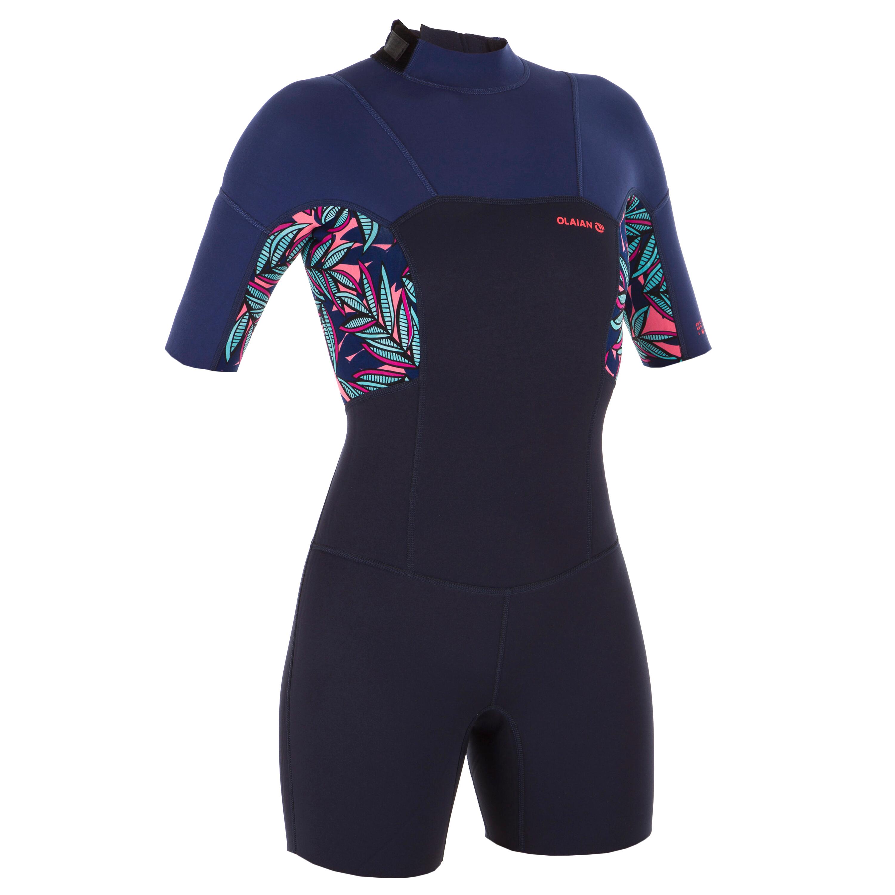 Women's Surfing Wetsuit - Shorty 500 Blue - OLAIAN