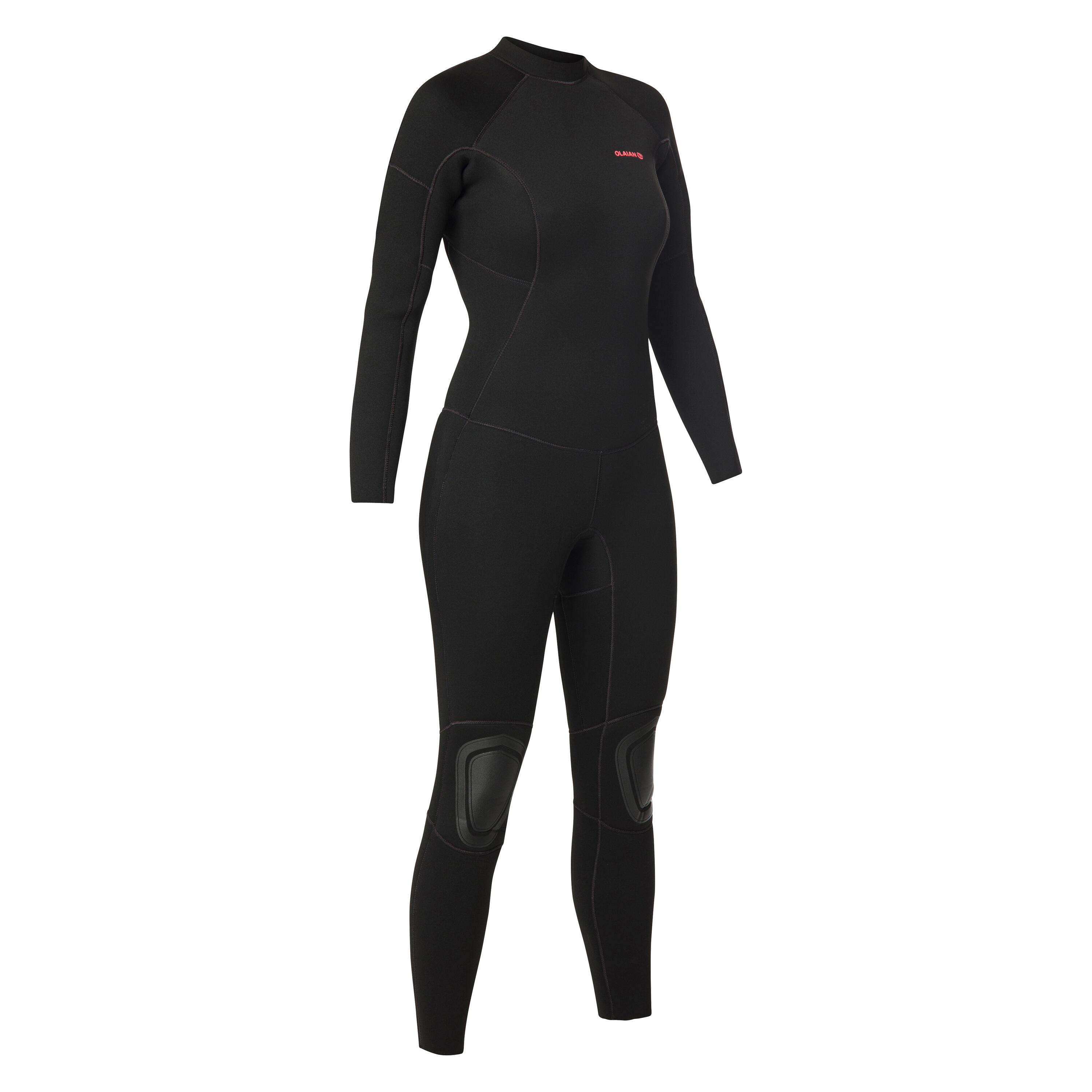 Women's 4/3 mm neoprene SURF 100 wetsuit with back zip black 9/9