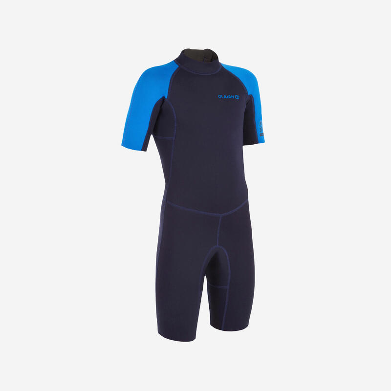 Shorty voor surfen kinderen 100 neopreen 1,5 mm blauw/blauw