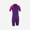 Shorty voor surfen kinderen 100 neopreen 1,5 mm paars/roze