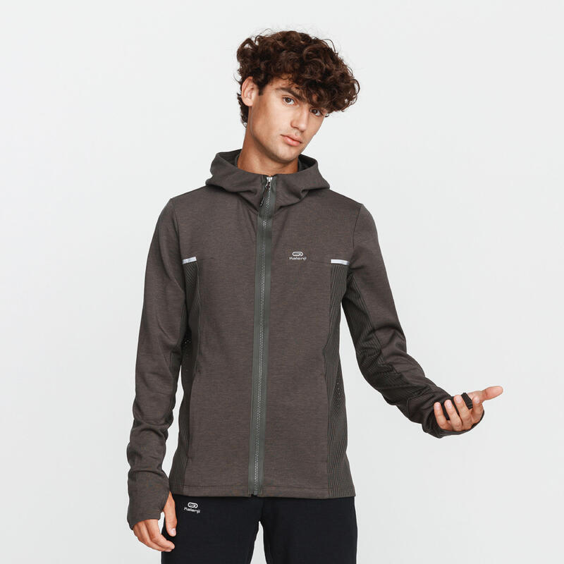 VESTE RUNNING RUN WARM + KAKI FONCE HOMME