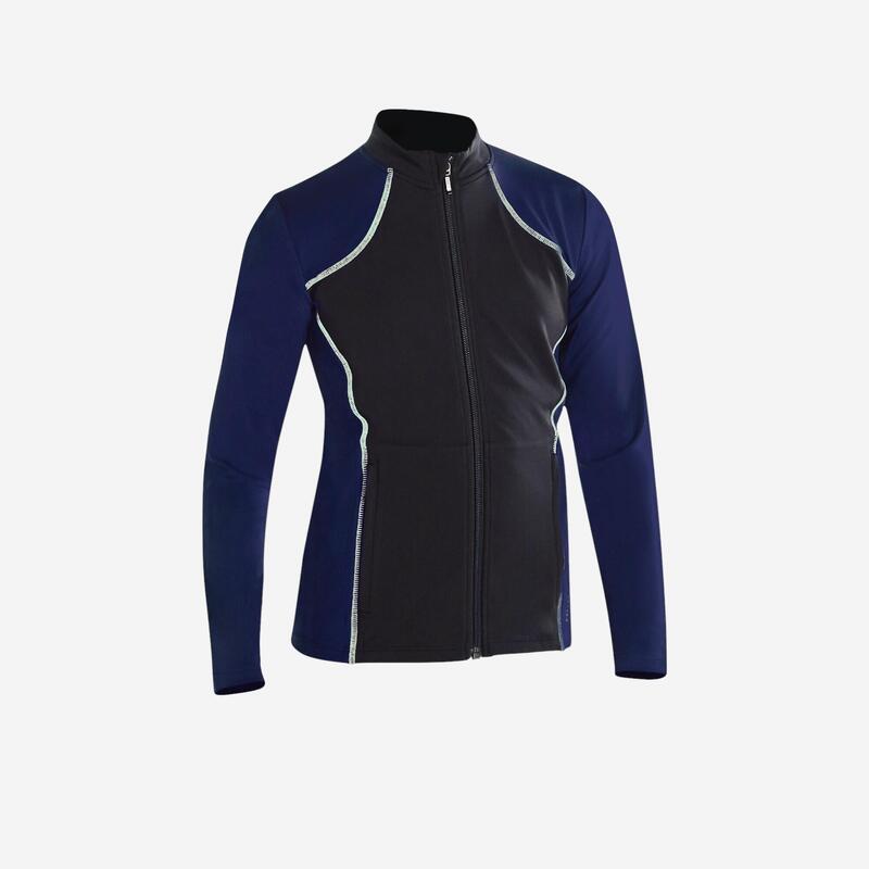 VESTE ENTRAINEMENT PATINAGE ARTISTIQUE JUNIOR NOIRE ET BLEUE