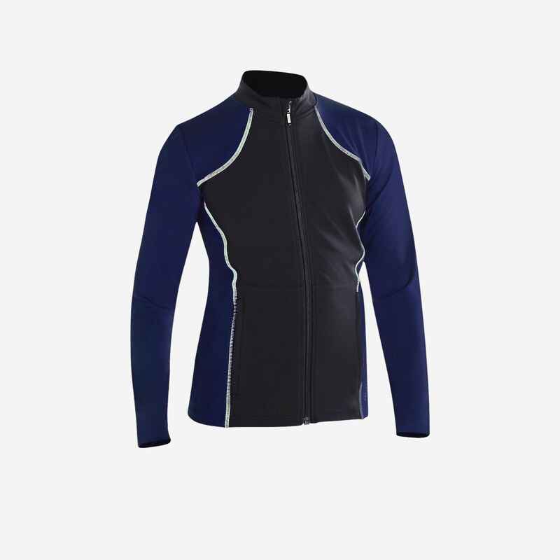 Trainingsjacke Eiskunstlauf Kinder schwarz/blau Trainingsjacke Eiskunstlauf Kinder schwarz/blau