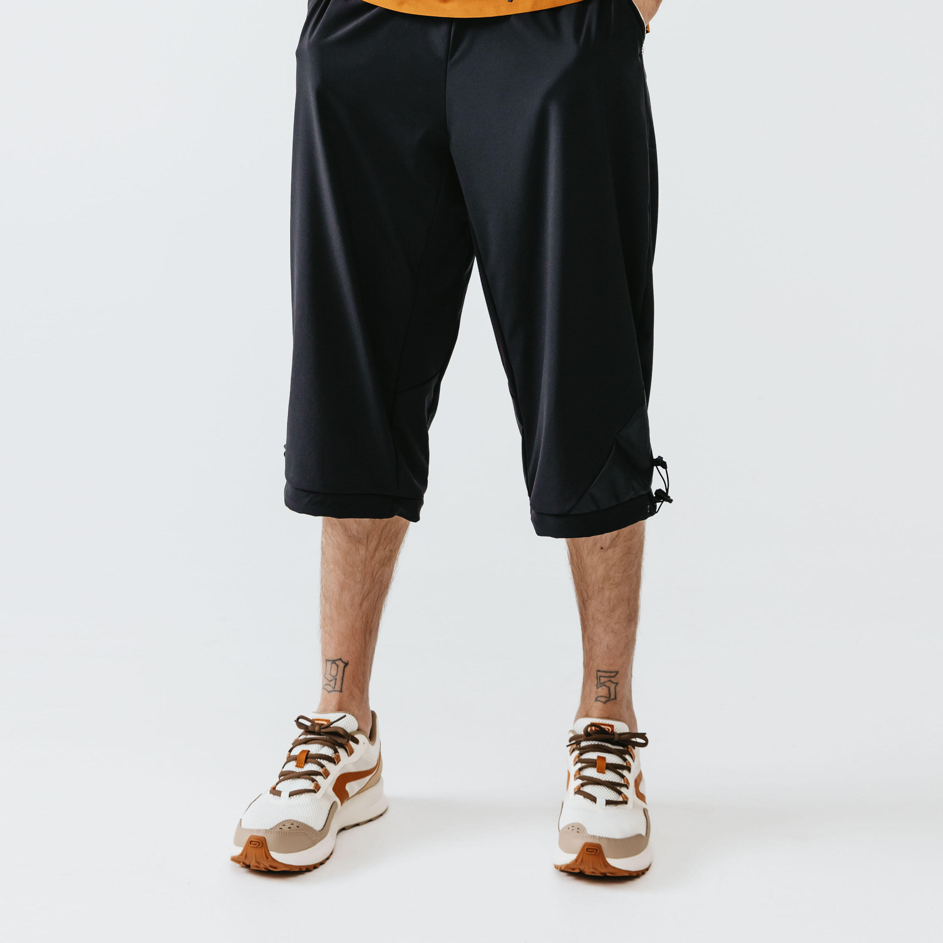 Run Dry Men s Running Cropped Trousers Black Decathlon