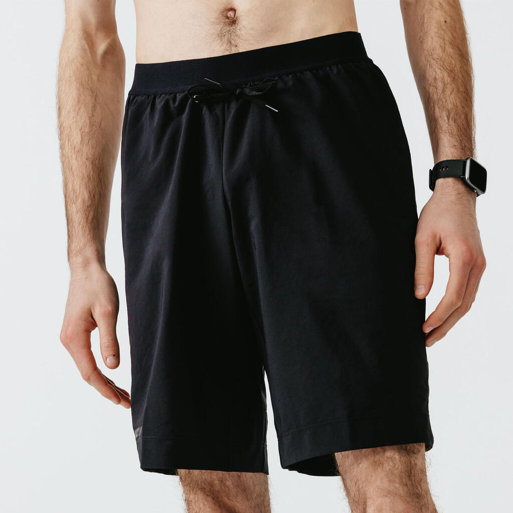 Dry+ Men's Running 2-in-1 Shorts With Boxer - Black