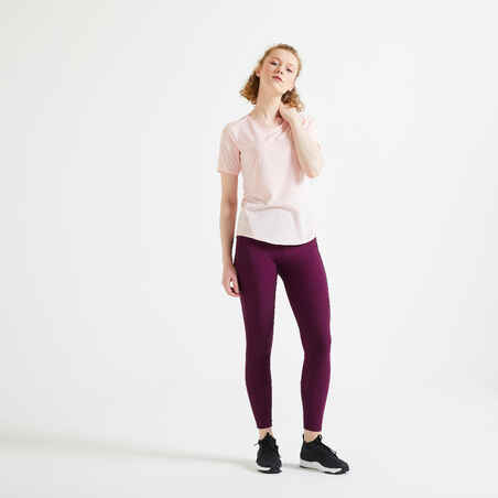 Mallas Leggings fitness largos talle alto 120 Mujer violeta