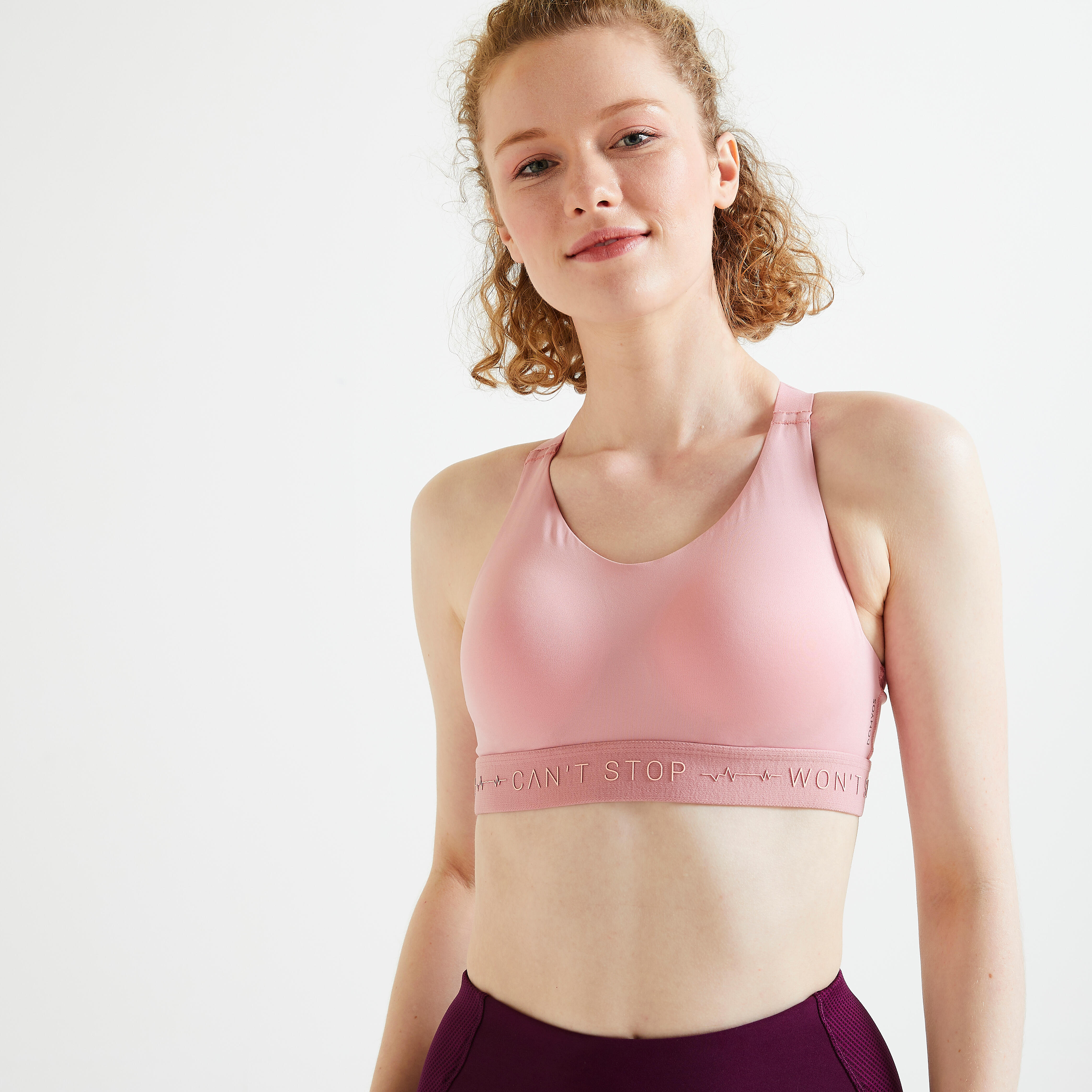 Women's invisible sports bra with high-support cups - Pink - Decathlon