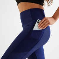 Women's phone pocket fitness high-waisted leggings, indigo