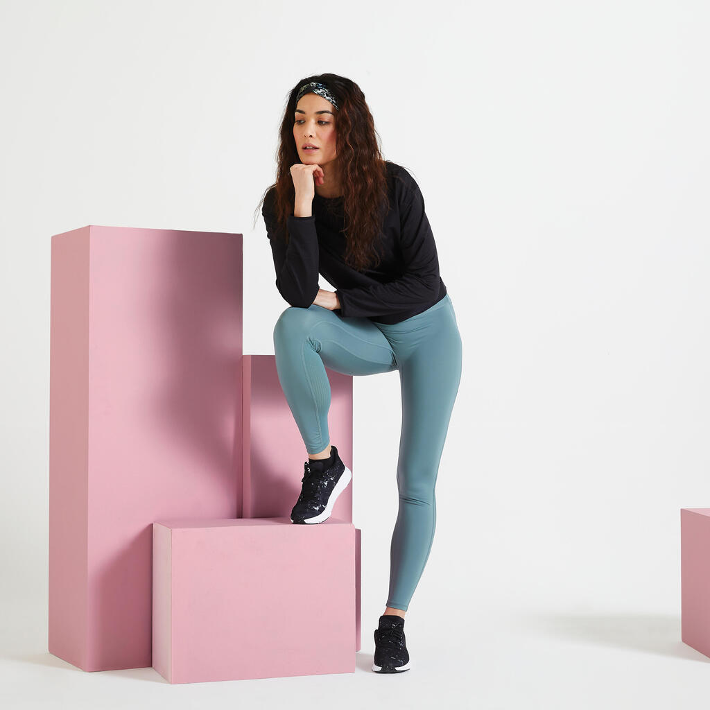 טייץ לאימוני כושר בגזרה גבוהה לנשים - סגול
