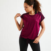 Women Gym Tshirt Polyester Loose Fit Bordeaux