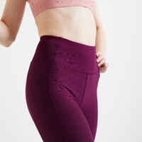 Mallas Leggings fitness largos talle alto 120 Mujer violeta