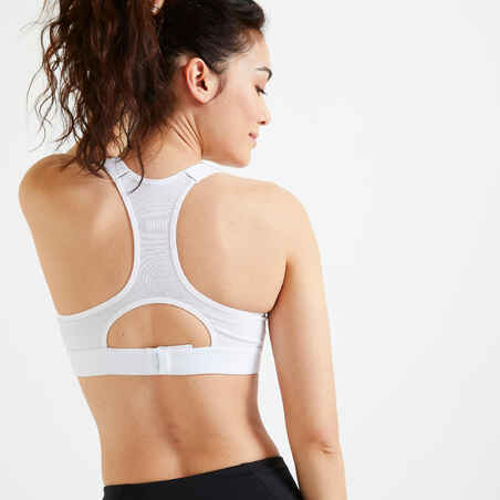 Sujetador top deportivo fitness alto impacto 900 Mujer Domyos blanco