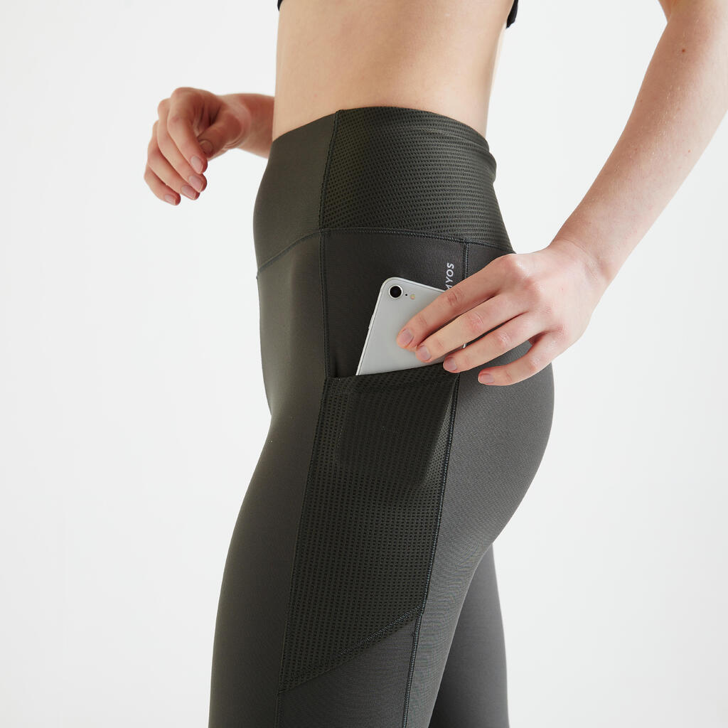 Leggings Damen mit Smartphonetasche - FTI 120 grau/schwarz bedruckt