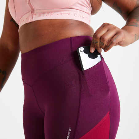 Mallas Leggings fitness tiro alto moldeador Mujer Domyos remolacha