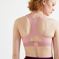 Women's High Support Adjustable Sports Bra with Cups - Pink