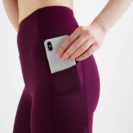 Women's phone pocket fitness high-waisted leggings, purple