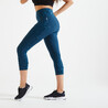 Women Gym Leggings Short With Phone Pocket 120 FLE Dark Petrol Blue