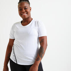 女款有氧健身修身訓練T恤 DOMYOS 120 - 白色