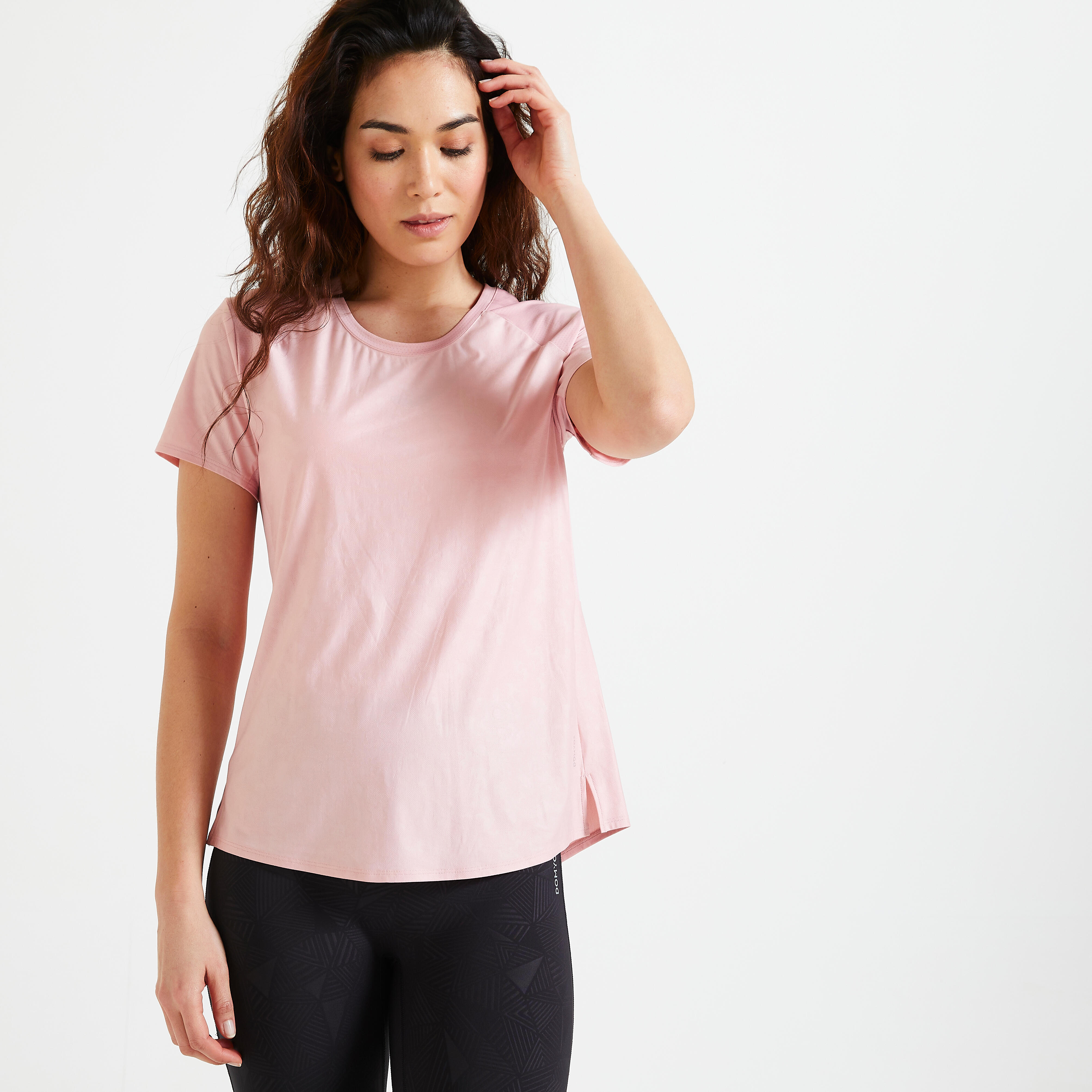 Buy Women Polyester Close-Fitting Gym T-Shirt - Pink Online | Decathlon