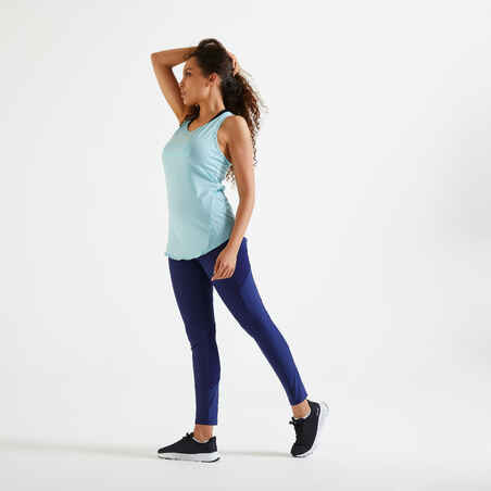 Women's phone pocket fitness high-waisted leggings, indigo - Decathlon