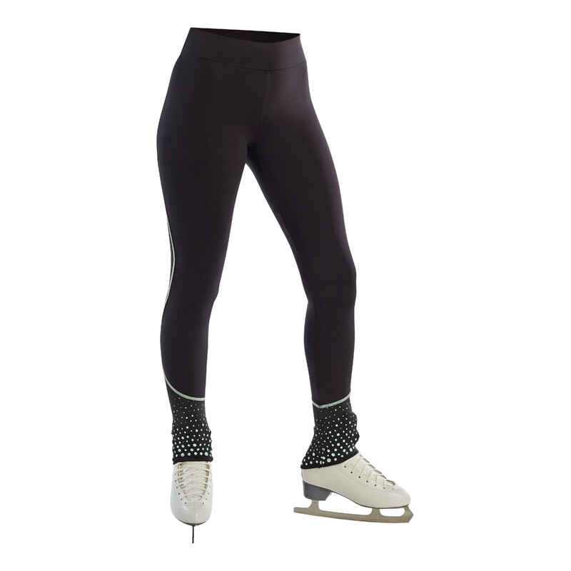 Trainings-Leggings Eiskunstlauf Erwachsene schwarz/blau Trainings-Leggings Eiskunstlauf Erwachsene schwarz/blau