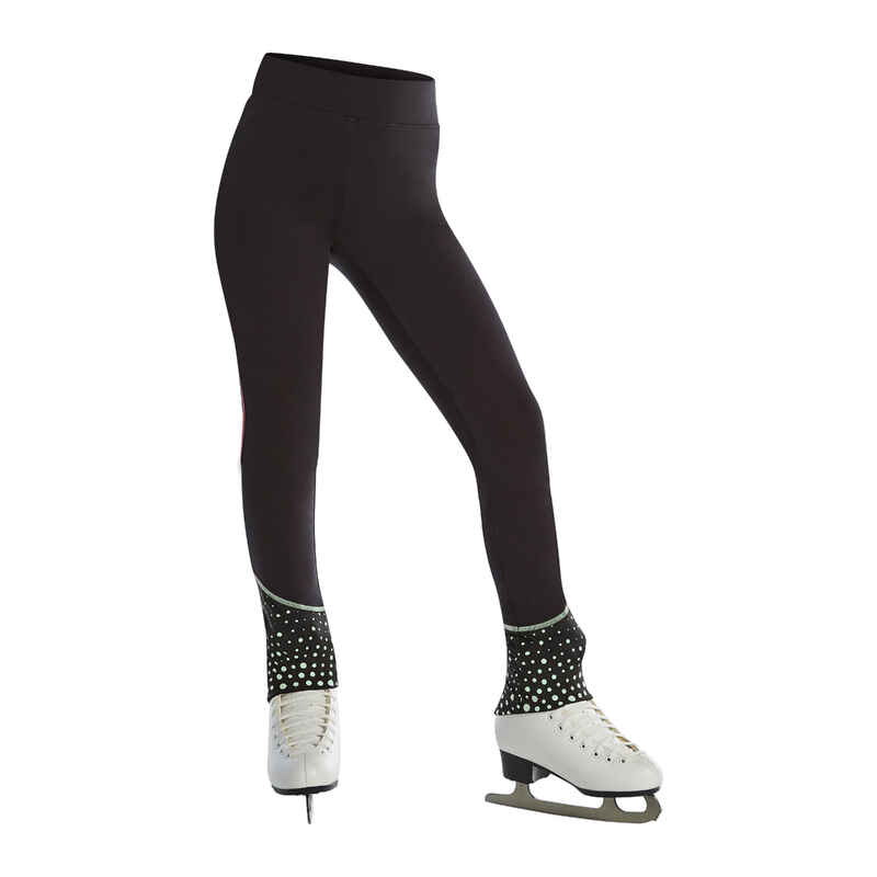 Trainings-Leggings Eiskunstlauf Kinder schwarz/blau Trainings-Leggings Eiskunstlauf Kinder schwarz/blau