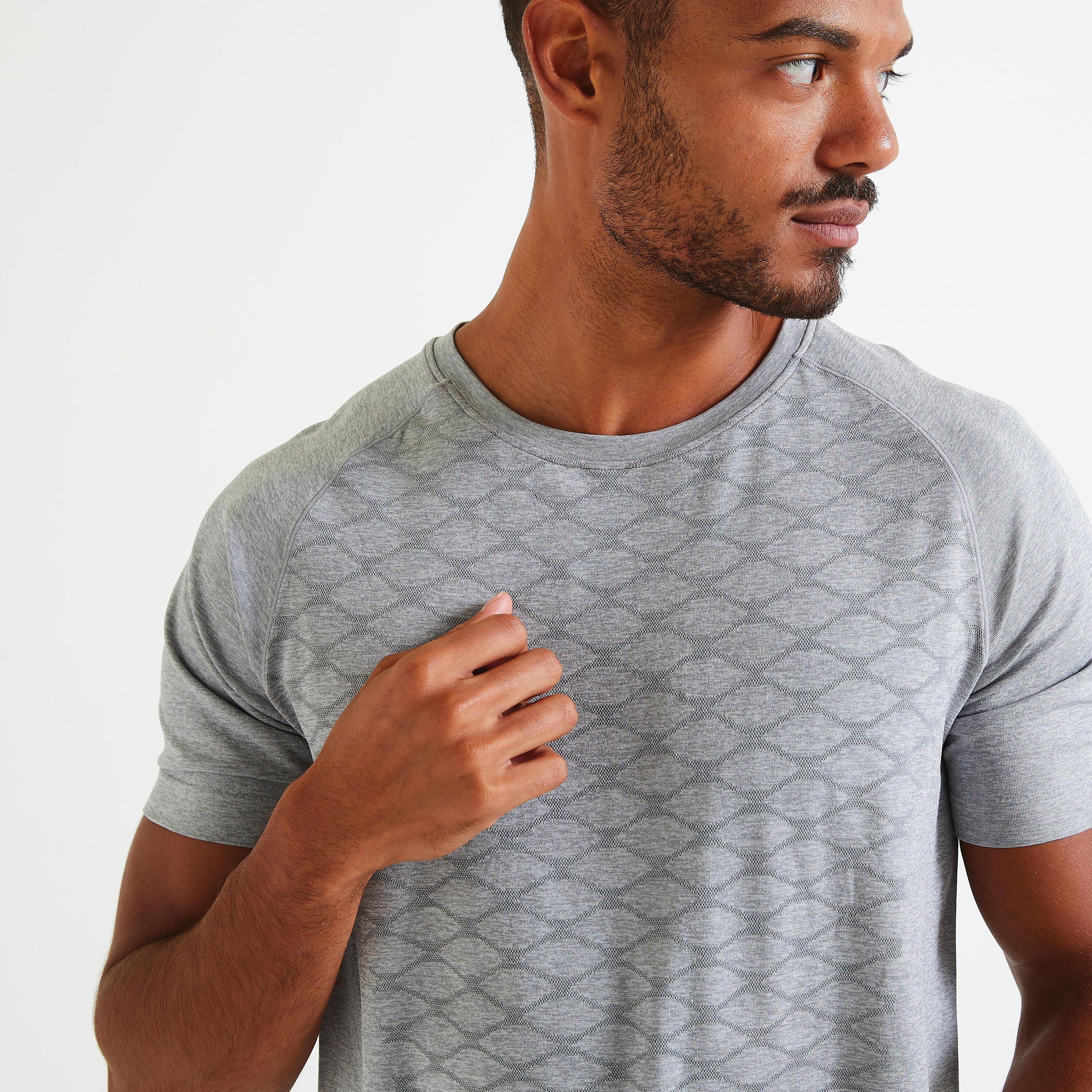 Men's Seamless Crew Neck Fitness Collection T-Shirt - Mottled Grey 4/6