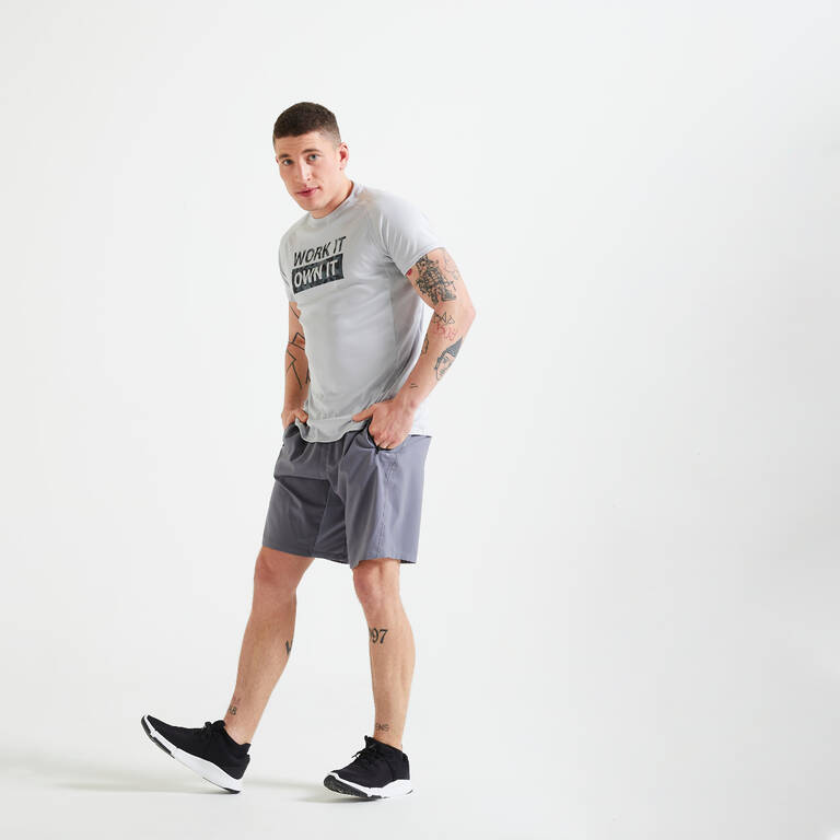 Men's Zip Pocket Breathable Essential Fitness Shorts - Grey