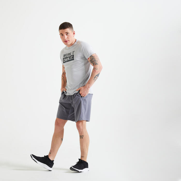 Men's Fitness Shorts With Zipper Pockets - Grey