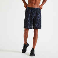 Shorts Fitnesstraining schwarz/grau Camouflage-Print
