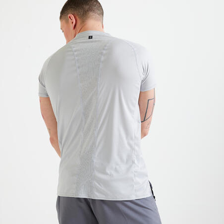 T shirt technique fitness gris imprimé