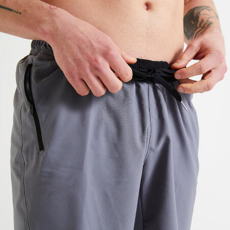 Шорты для фитнеса основные дышащие с карманами на молнии мужские серые