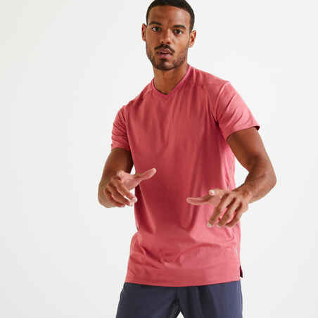 Funkcionalna majica za fitness trening muška jednobojna ružičasta