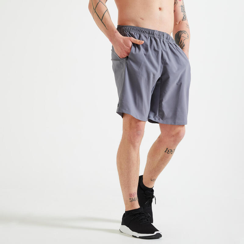 Pantalon scurt 120 Fitness essentiel cu buzunare și fermoar Gri Bărbați 