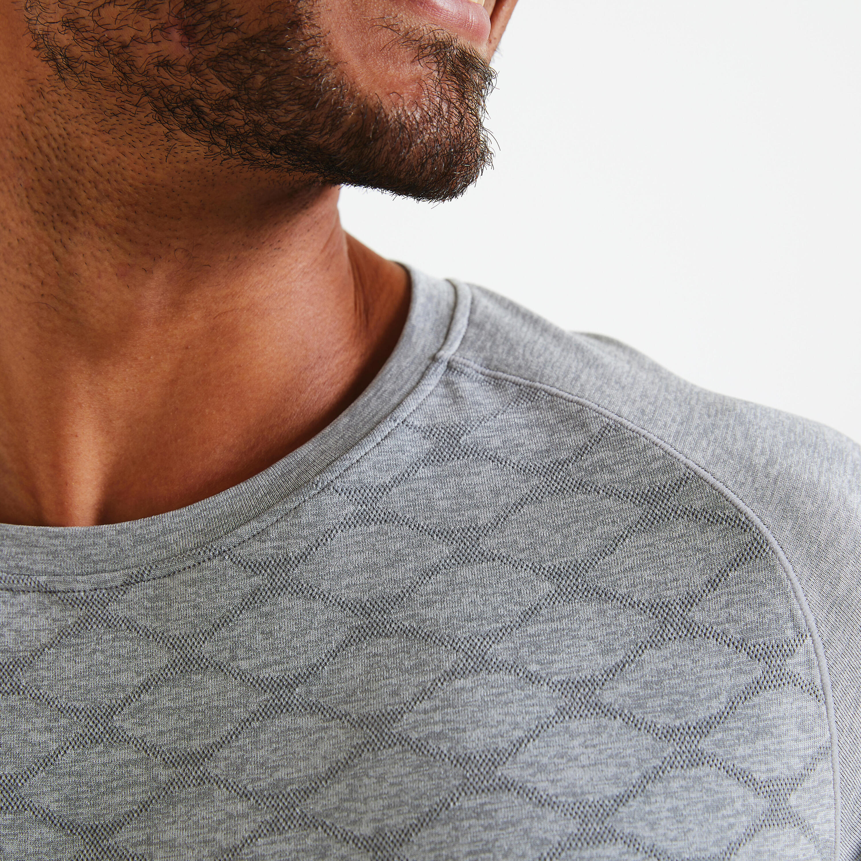 Men's Seamless Crew Neck Fitness Collection T-Shirt - Mottled Grey 3/6
