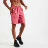 Men Sports Gym Shorts   Polyester With Zip Pockets - Plain Pink