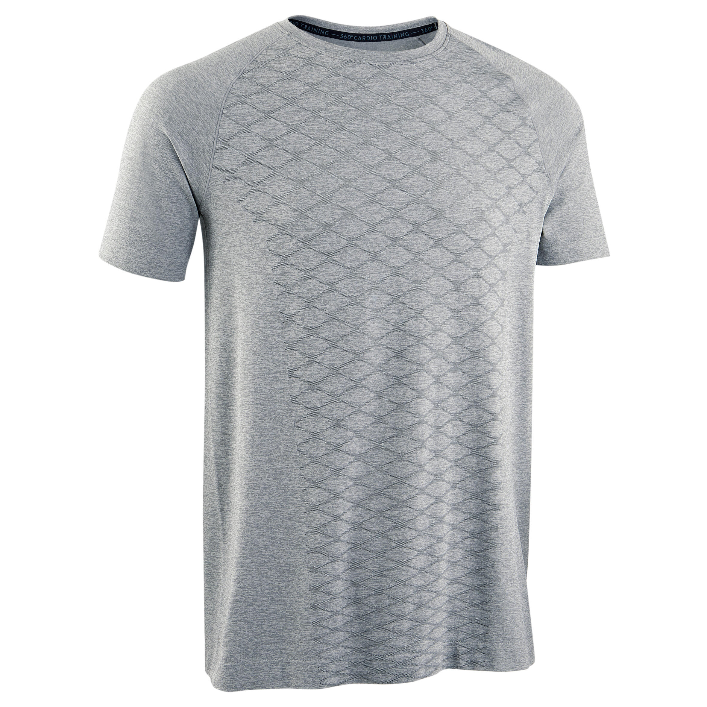 Men Gym T-Shirt Polyester Seamless 500 Mottled Grey