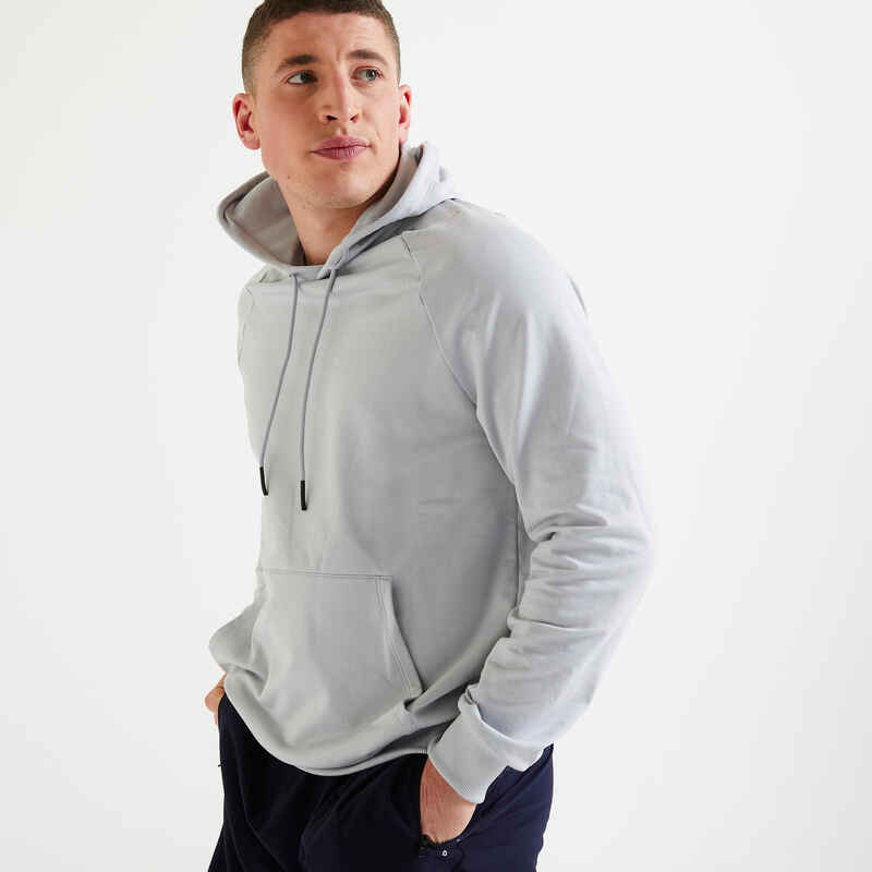 Sweatshirt Fitnesstraining hellgrau unifarben Sweatshirt Fitnesstraining hellgrau unifarben