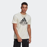 T-shirt fitness Adidas manches courtes slim coton col rond homme blanc