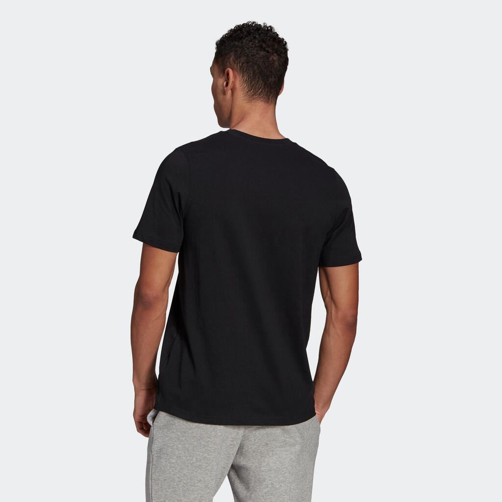 Men's Short-Sleeved Straight-Cut Crew Neck Cotton Fitness T-Shirt Capsule - Black