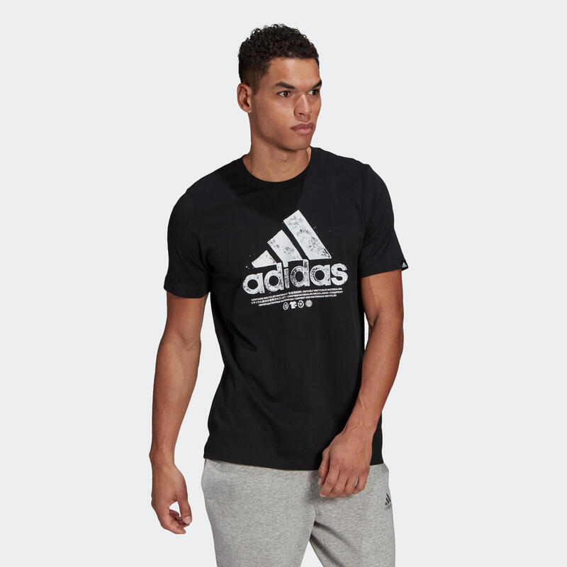 Camiseta Fitness Capsule Hombre Negro Manga Corta Recta Cuello Redondo Algodón